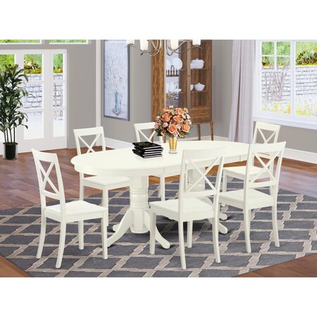 East West Furniture 7 Piece Vancouver Dining-room Set - Linen White VABO7-LWH-W